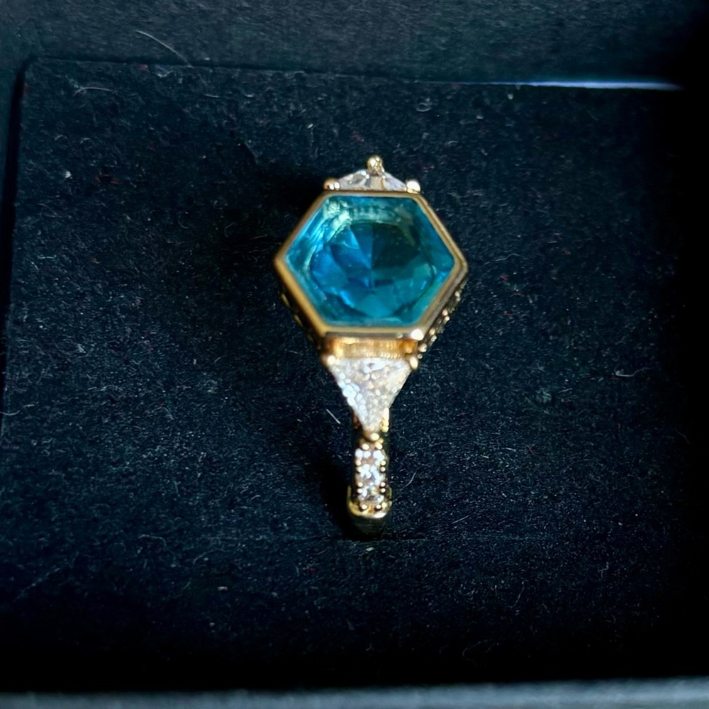Aquamarine Ring sz 7 - Picture 2 of 6